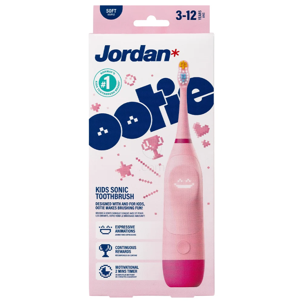 Jordan Ootie, sonična zobna ščetka za otroke 3-12 let - roza (1 ščetka)